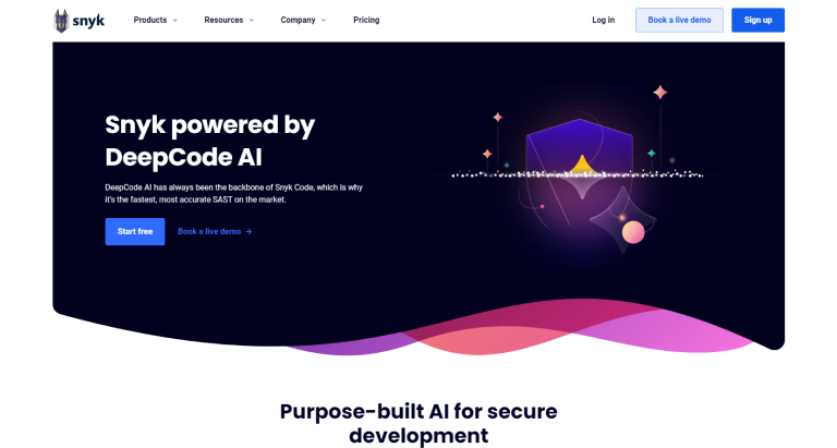 A screenshot of the DeepCode AI dev tool homepage.