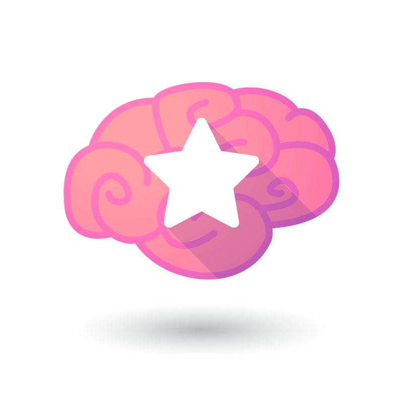 Illustration of a pink brain with a star