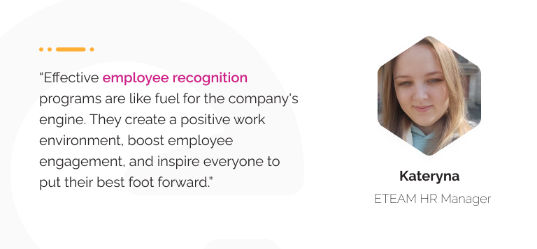 A quote from ETEAM's HR Manager & People Partner.