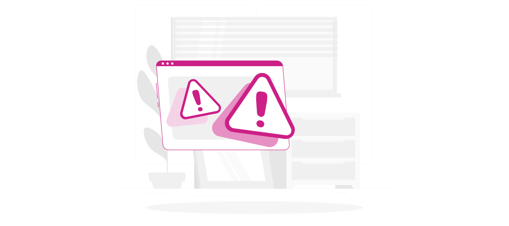 Illustration of warning signs against a gray background.