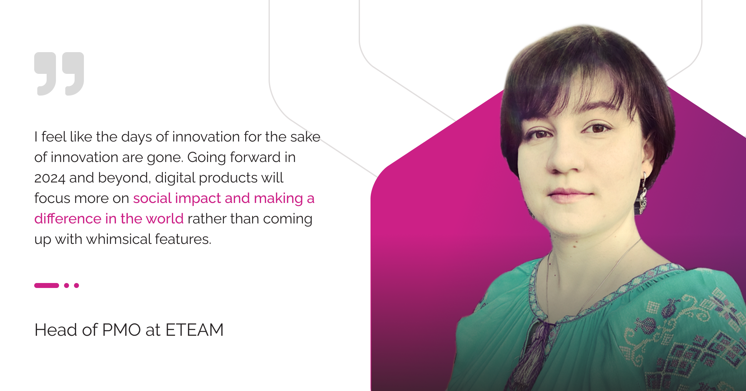 Quote from the interview featuring the Head of PMO’s photo and role within the company.